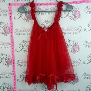 Sugar Thrillz tank top ribbon bow roses Red Lace & Tulle Babydoll Tank